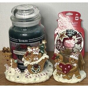 Yankee Candle & Gingerbread Reindeer Holder and tea light & topper Set of 4 item
